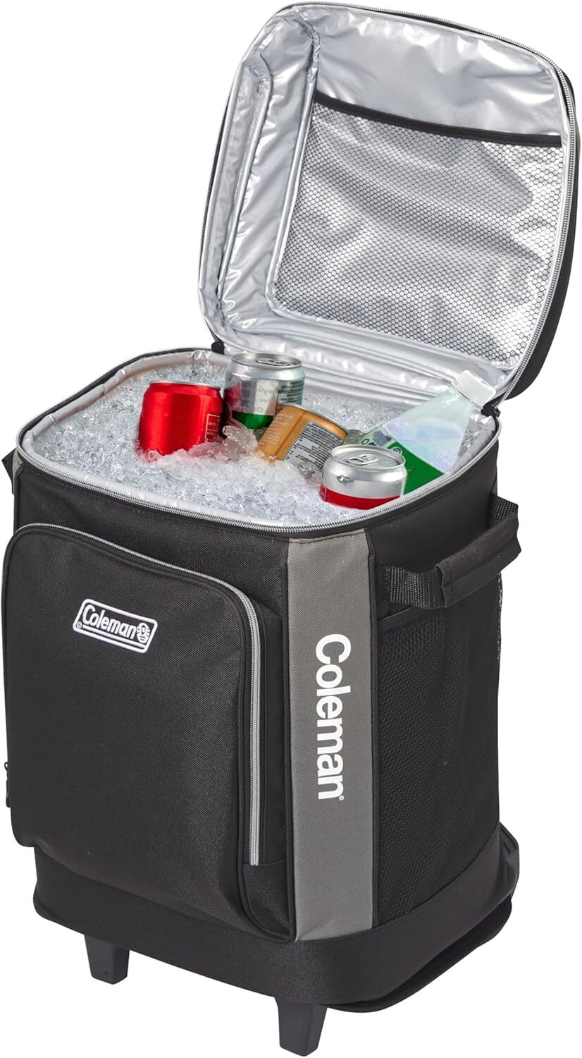 Coleman 42 Can Wheeled Soft Cooler Insulated Outdoor Camping Picnic Bag in Black-2