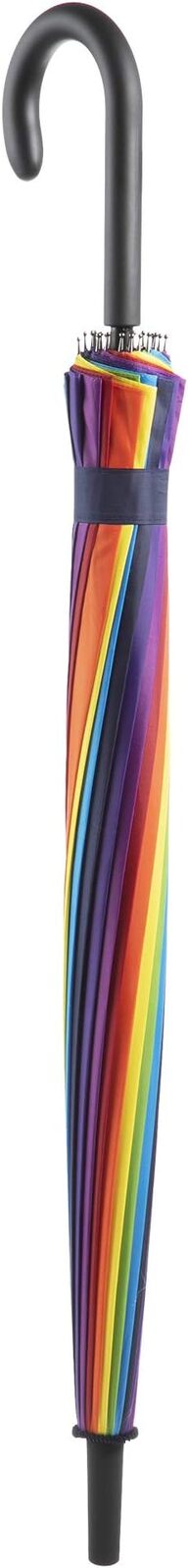 120cm Diameter RAINBOW UMBRELLA Rain Sun Colourful Parasol Long Shaft - Curved-2