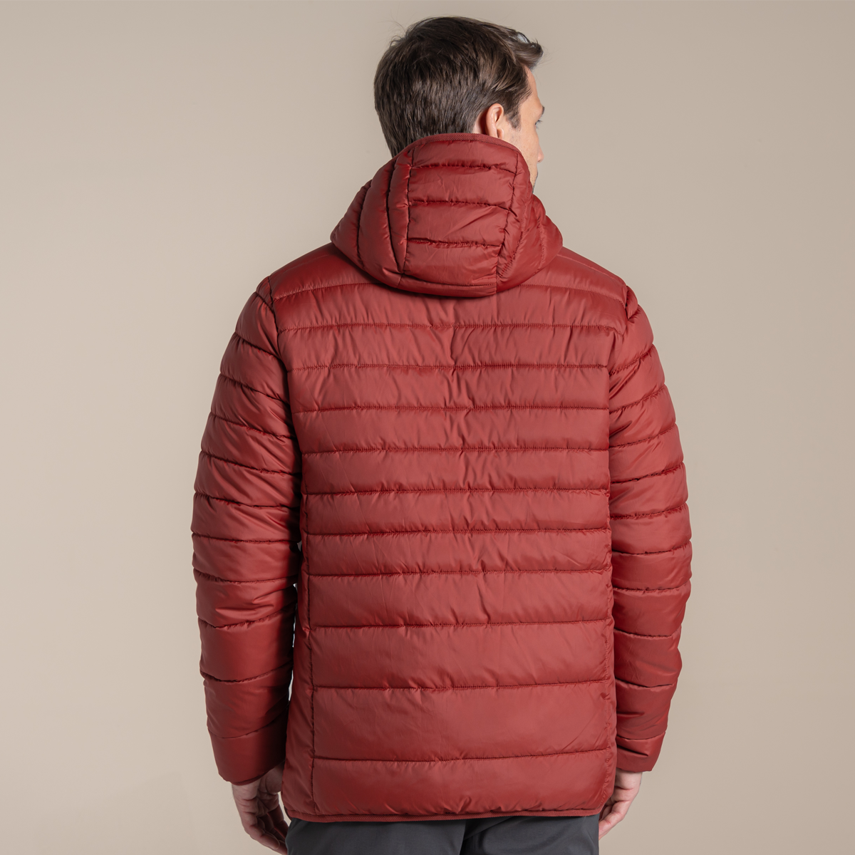 Craghoppers Mens Puffer Jacket Compresslite IX Hooded Jacket in Red Jasper