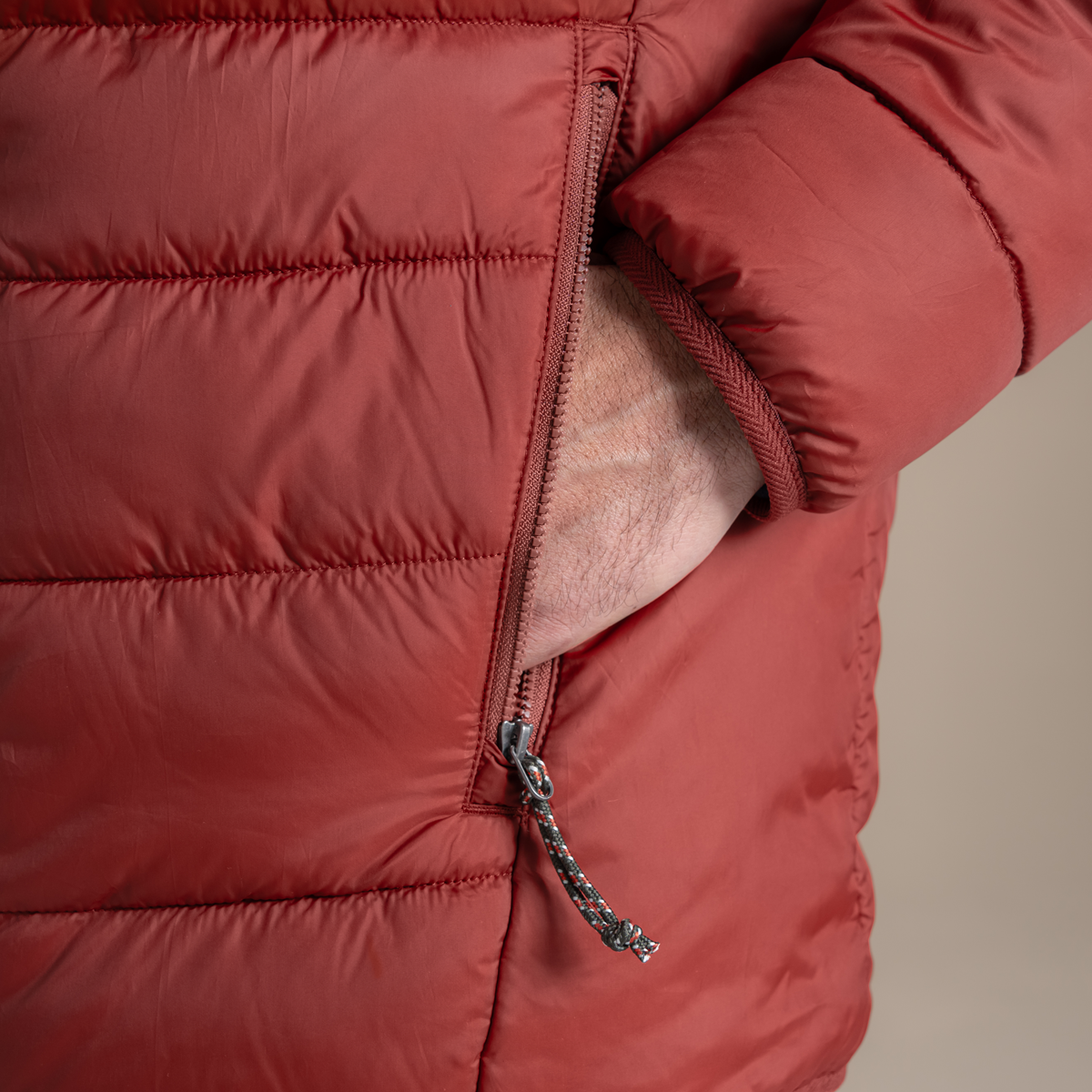 Craghoppers Mens Puffer Jacket Compresslite IX Hooded Jacket in Red Jasper