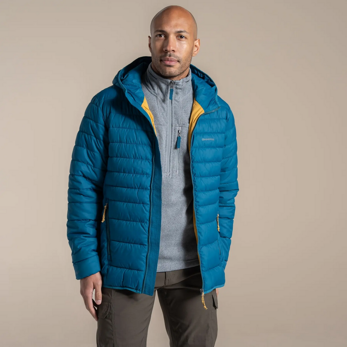 Craghoppers Mens Puffer Jacket Compresslite IX Hooded Jacket in Coastal Blue