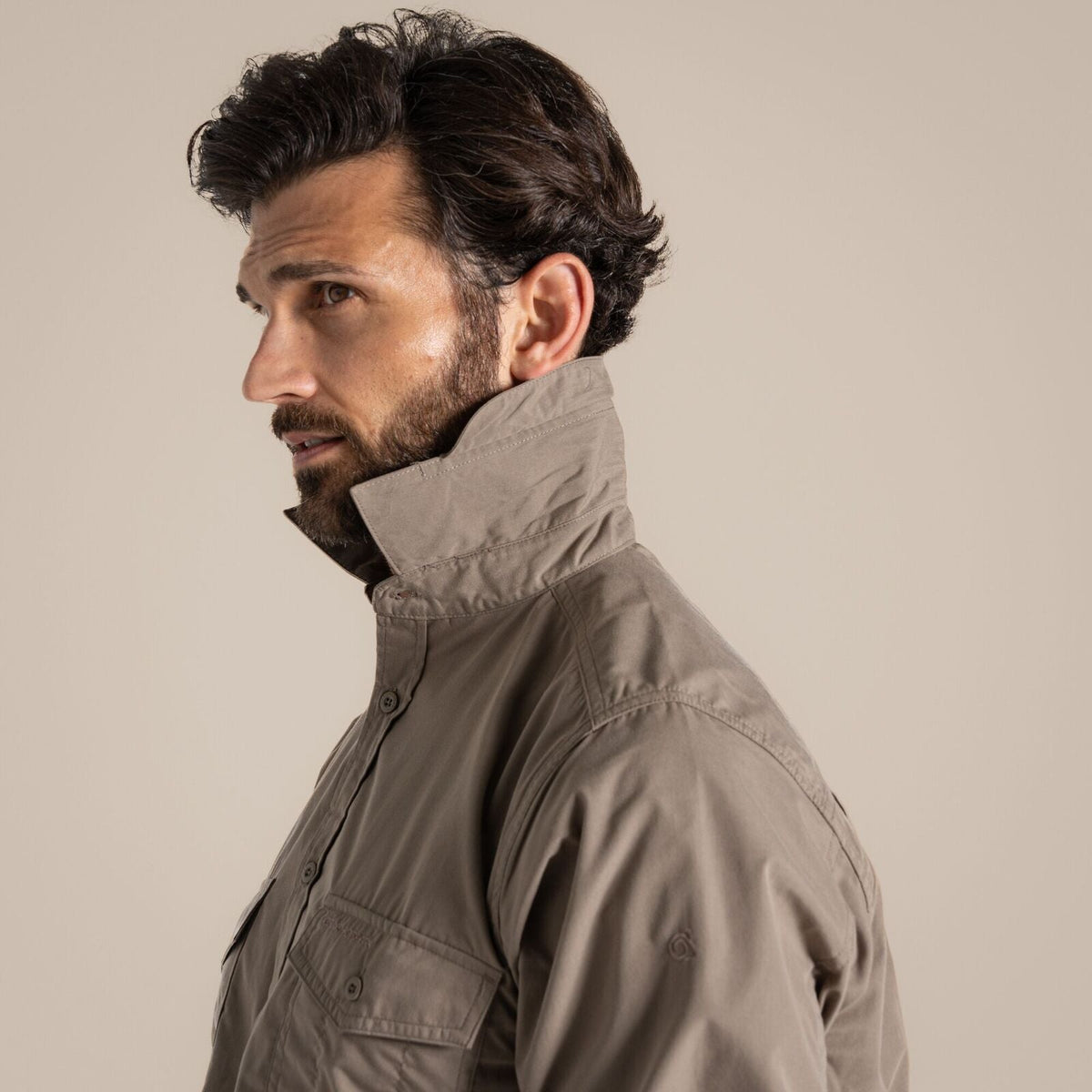 Craghoppers Kiwi Long Sleeve Outdoor Shirt in Pebble