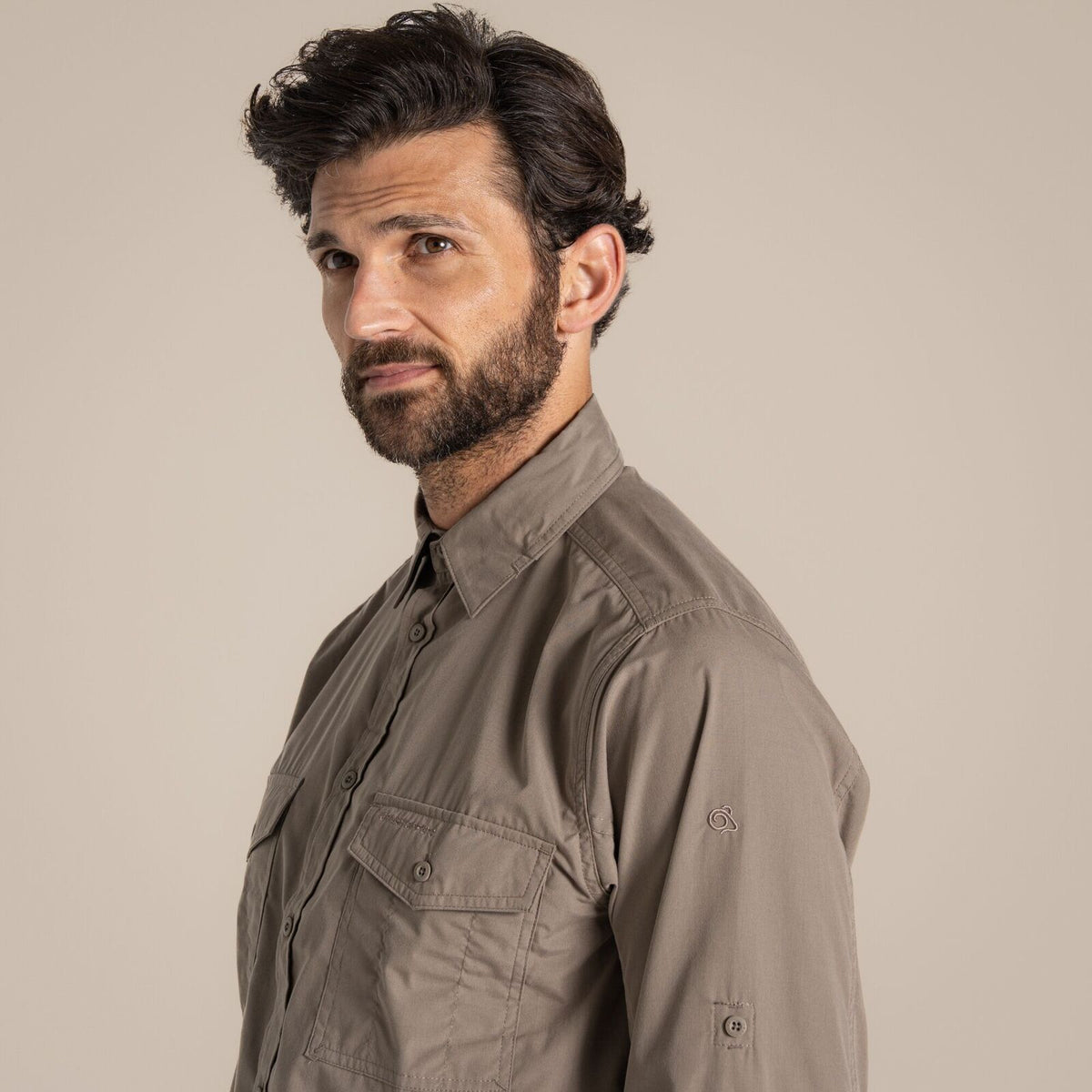 Craghoppers Kiwi Long Sleeve Outdoor Shirt in Pebble