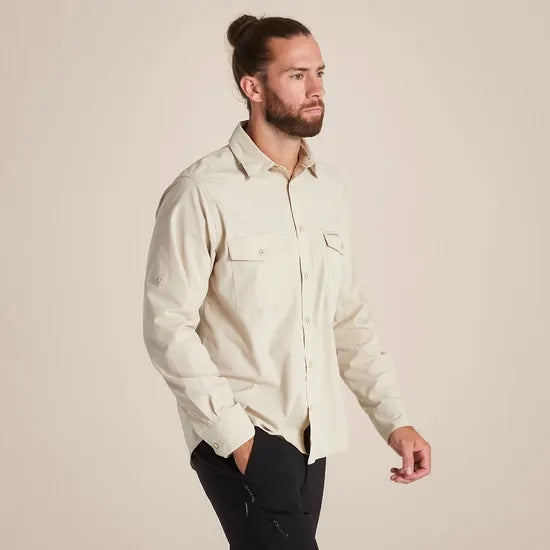 Craghoppers Kiwi Long Sleeve Outdoor Shirt in Oatmeal