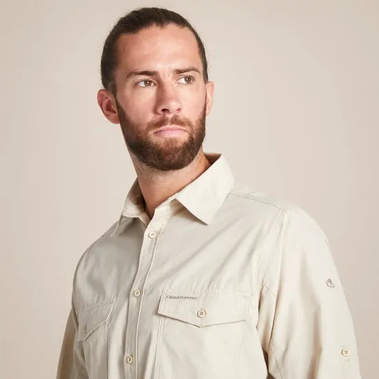 Craghoppers Kiwi Long Sleeve Outdoor Shirt in Oatmeal