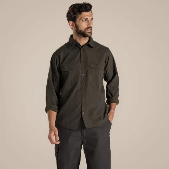 Craghoppers Kiwi Long Sleeve Outdoor Shirt in Woodland Green