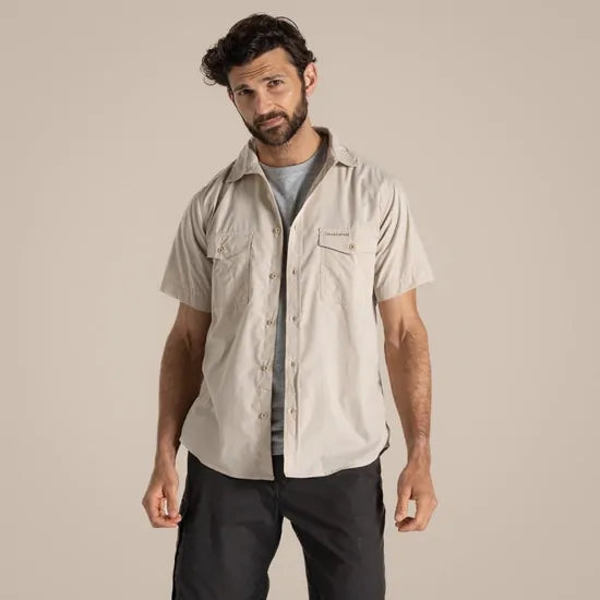 Craghoppers Kiwi Short Sleeve Outdoor Shirt in Oatmeal