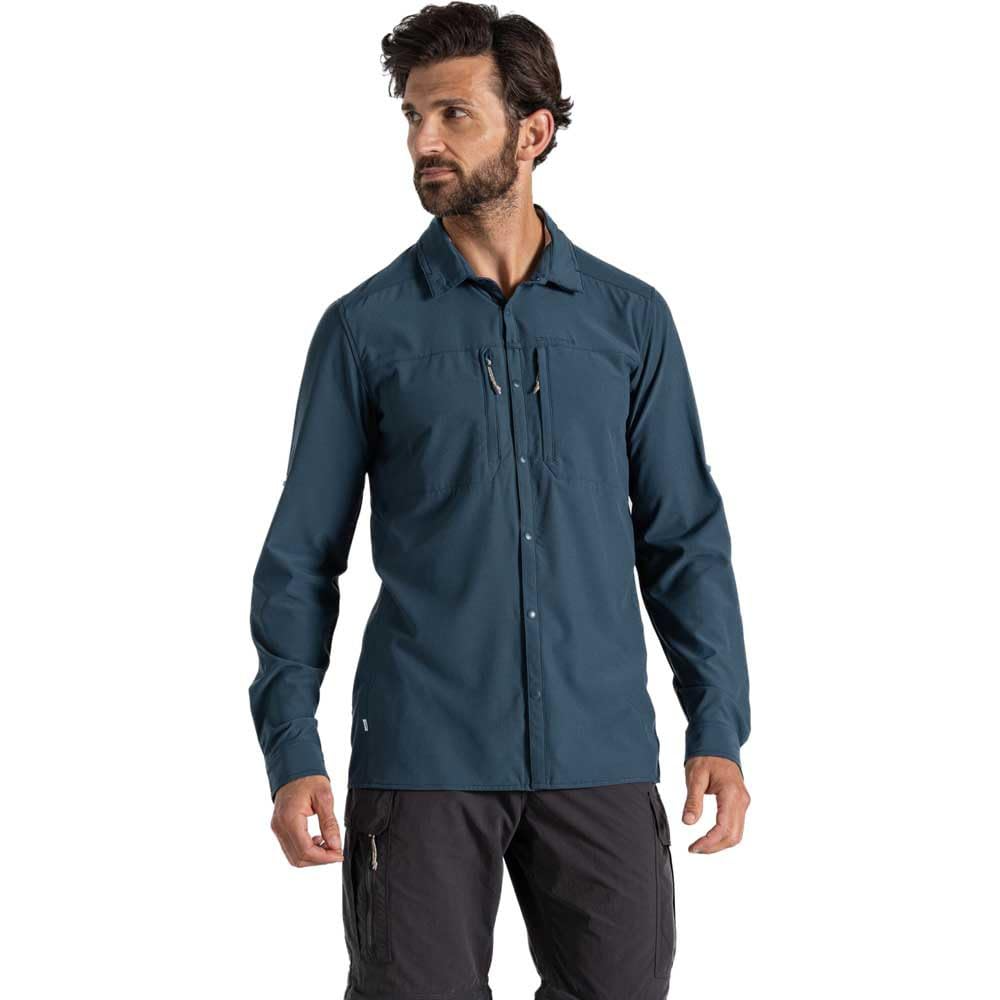 Craghoppers Mens NosiLife Long Sleeve Pro Shirt V in Blue Stone