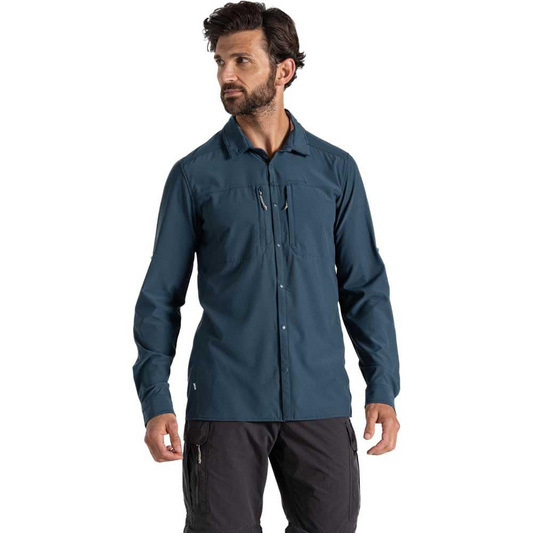 Craghoppers Mens NosiLife Long Sleeve Pro Shirt V in Blue Stone