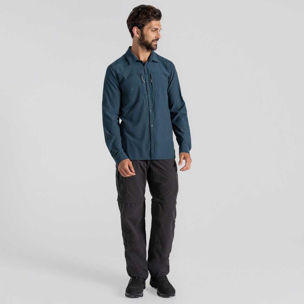 Craghoppers Mens NosiLife Long Sleeve Pro Shirt V in Blue Stone