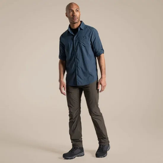 Craghoppers NosiLife Pro V Long Sleeve Travel Shirt in Blue Stone