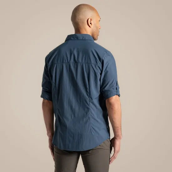 Craghoppers NosiLife Pro V Long Sleeve Travel Shirt in Blue Stone