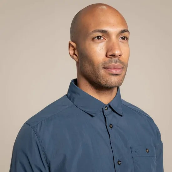 Craghoppers NosiLife Pro V Long Sleeve Travel Shirt in Blue Stone