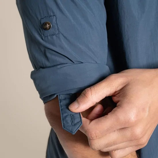 Craghoppers NosiLife Pro V Long Sleeve Travel Shirt in Blue Stone