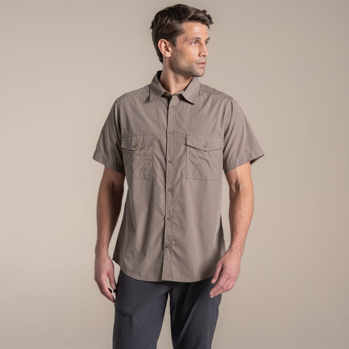 Craghoppers Kiwi II Short Sleeve UPF50+ Hiking Shirt in Pebble