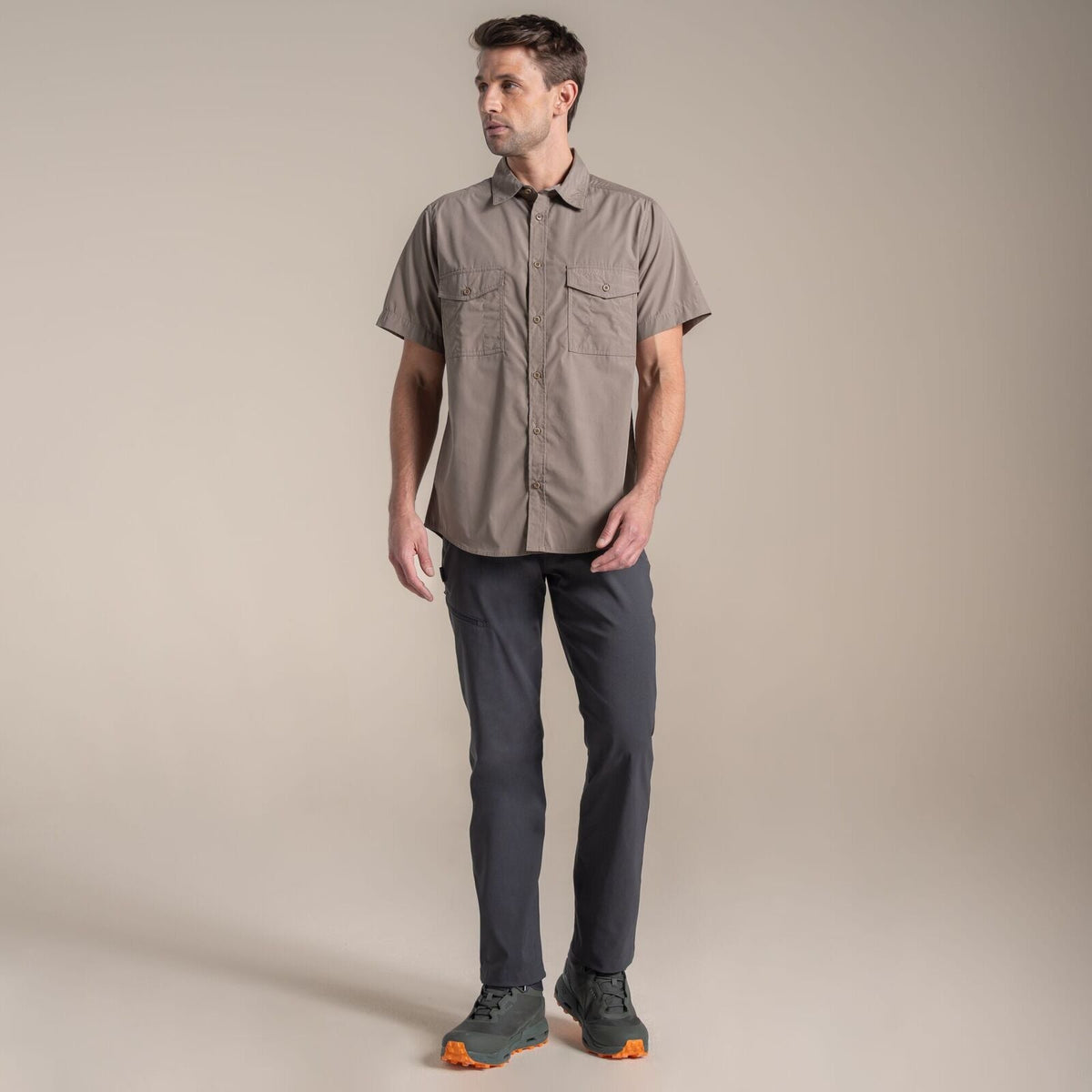 Craghoppers Kiwi II Short Sleeve UPF50+ Hiking Shirt in Pebble