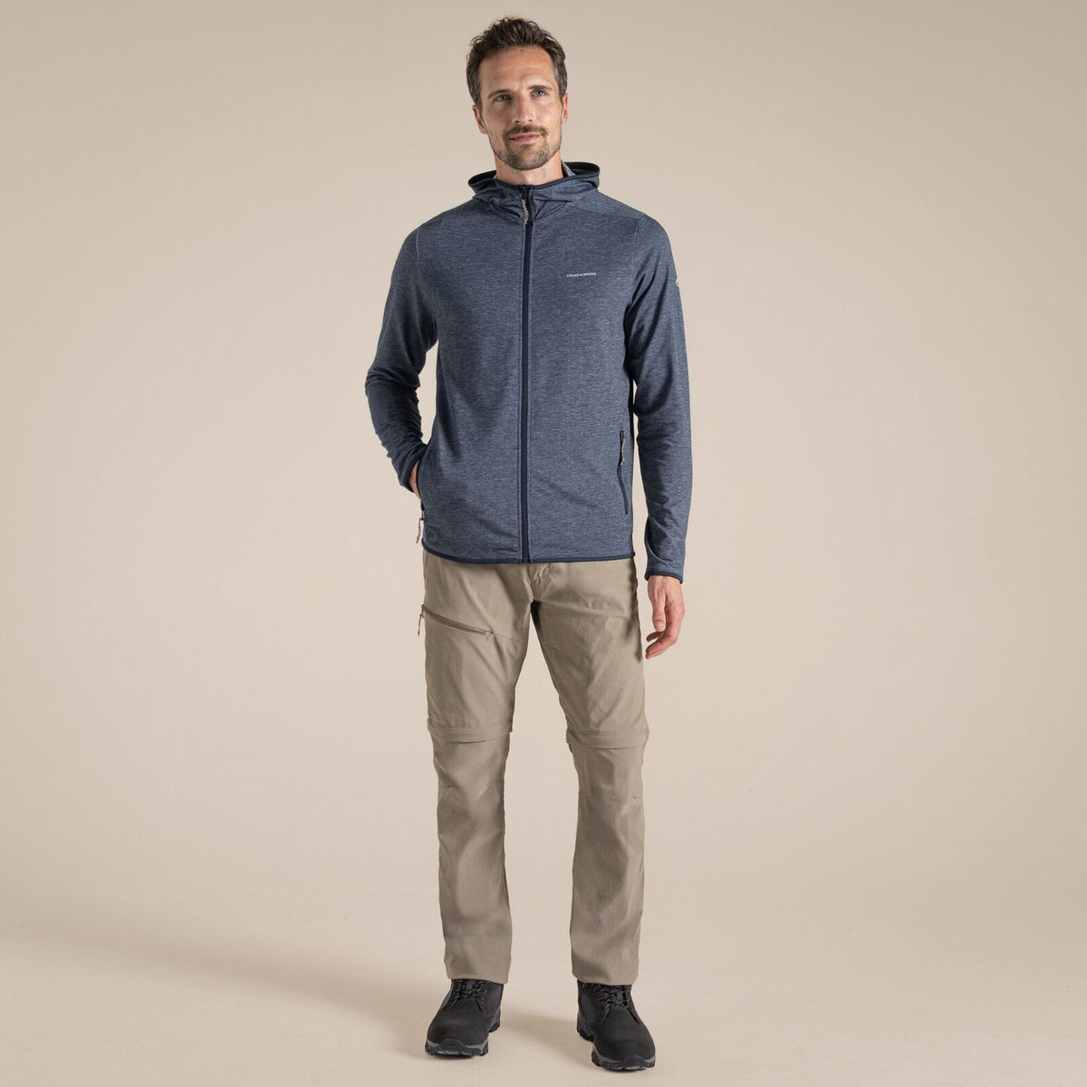 Craghoppers NosiLife Deft Hooded Travel Jacket in Blue Navy Marl