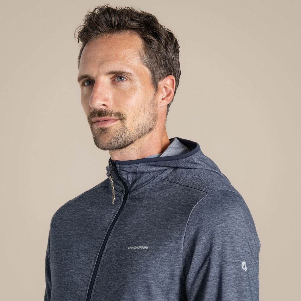 Craghoppers NosiLife Deft Hooded Travel Jacket in Blue Navy Marl
