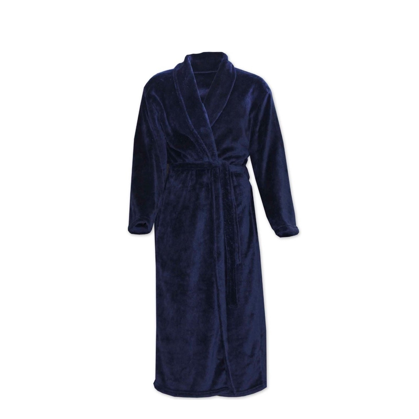 CONTARE Mens Country Coral Fleece Dressing Gown Luxury Bath Robe - Navy Blue-7