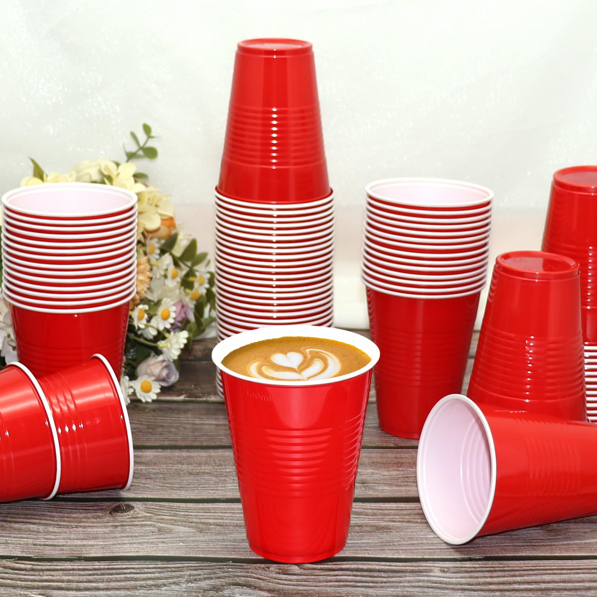 540x 16oz (480ml) Premium Plastic Red Cups Extra Strong PET BPA Free