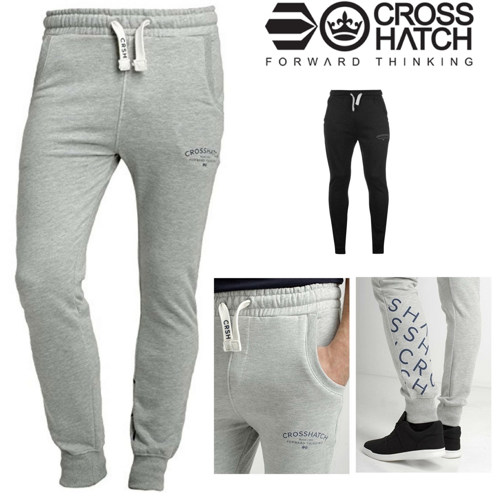 CROSSHATCH Leeroy Skinny Track Pants Slim Trousers Cotton Gym Trackies Joggers-0