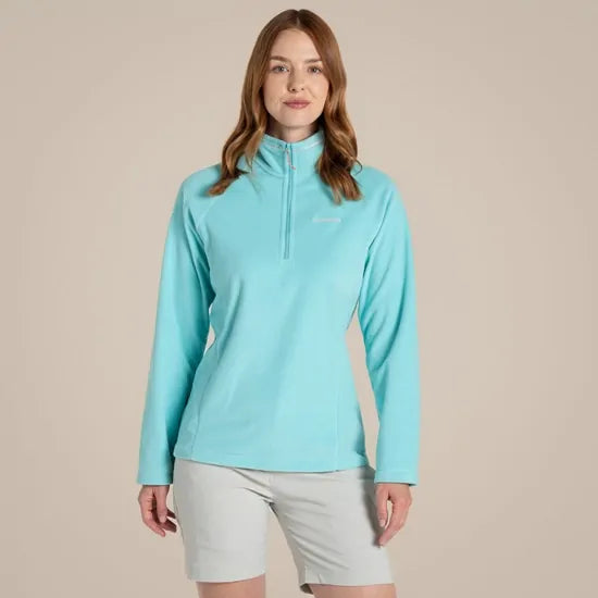 Craghoppers Womens Miska VI Lightweight Recycled Microfleece Half Zip Fleece Top in Aqua Blue