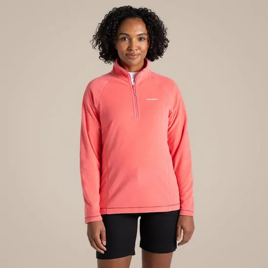 Craghoppers Womens Miska VI Lightweight Recycled Microfleece Half Zip Fleece Pullover in Coral Reef