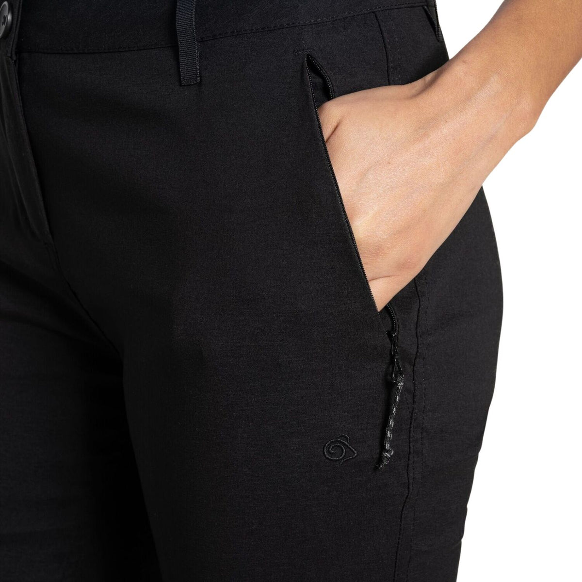 Craghoppers Womens Kiwi Pro II UPF 50+ Water Repellent Stretch Hiking Trousers in Black