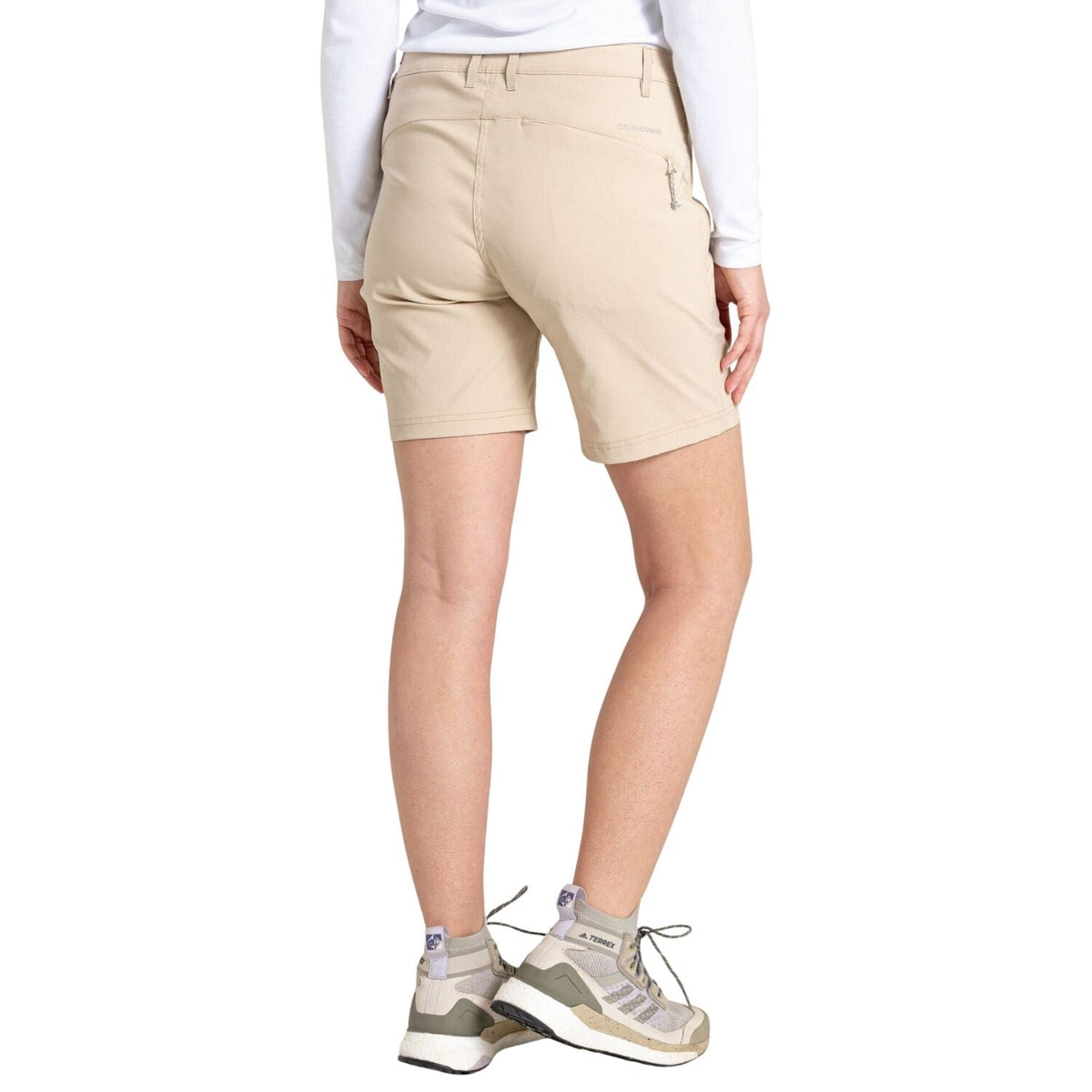 Craghoppers Womens Kiwi Pro II UPF 50+ Water Repellent 7” Stretch Shorts in Desert Sand