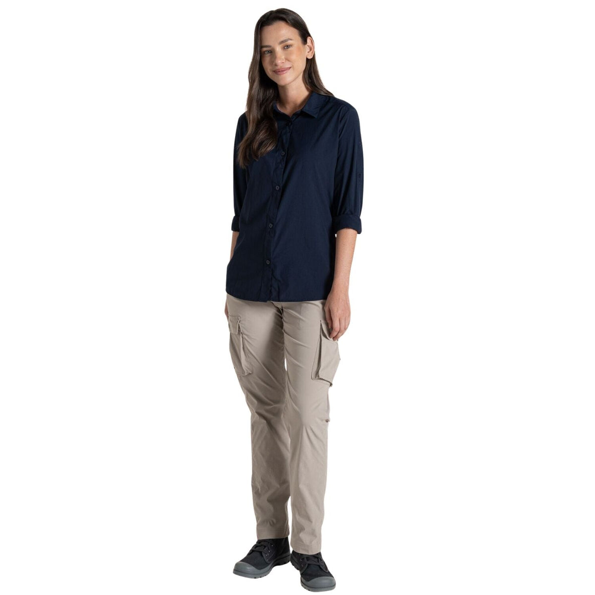 Craghoppers Womens Freeda Lightweight Anti-Insect Long Sleeve Travel Shirt in Blue Navy