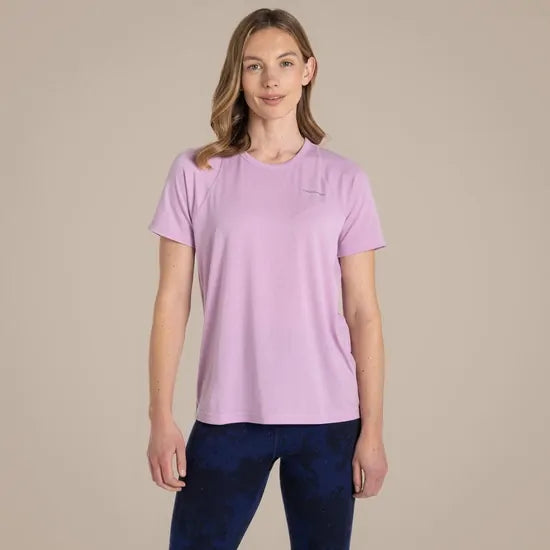 Craghoppers Dynamic Pro Womens Lightweight Moisture Wicking Short Sleeve Stretch T-Shirt in Orchid