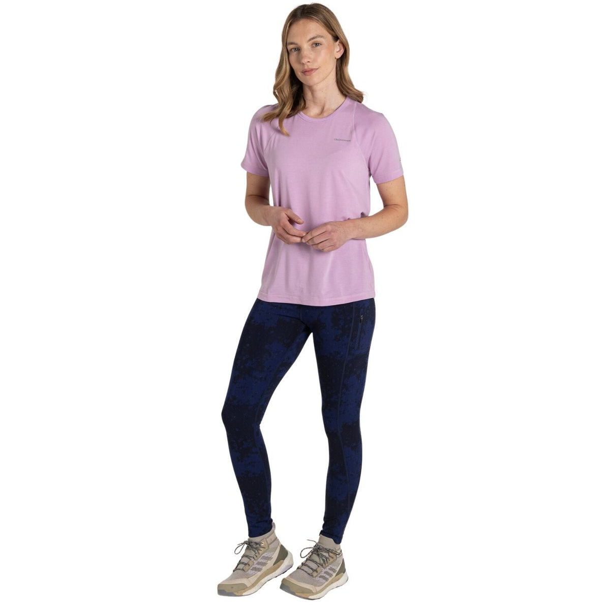 Craghoppers Dynamic Pro Womens Lightweight Moisture Wicking Short Sleeve Stretch T-Shirt in Orchid