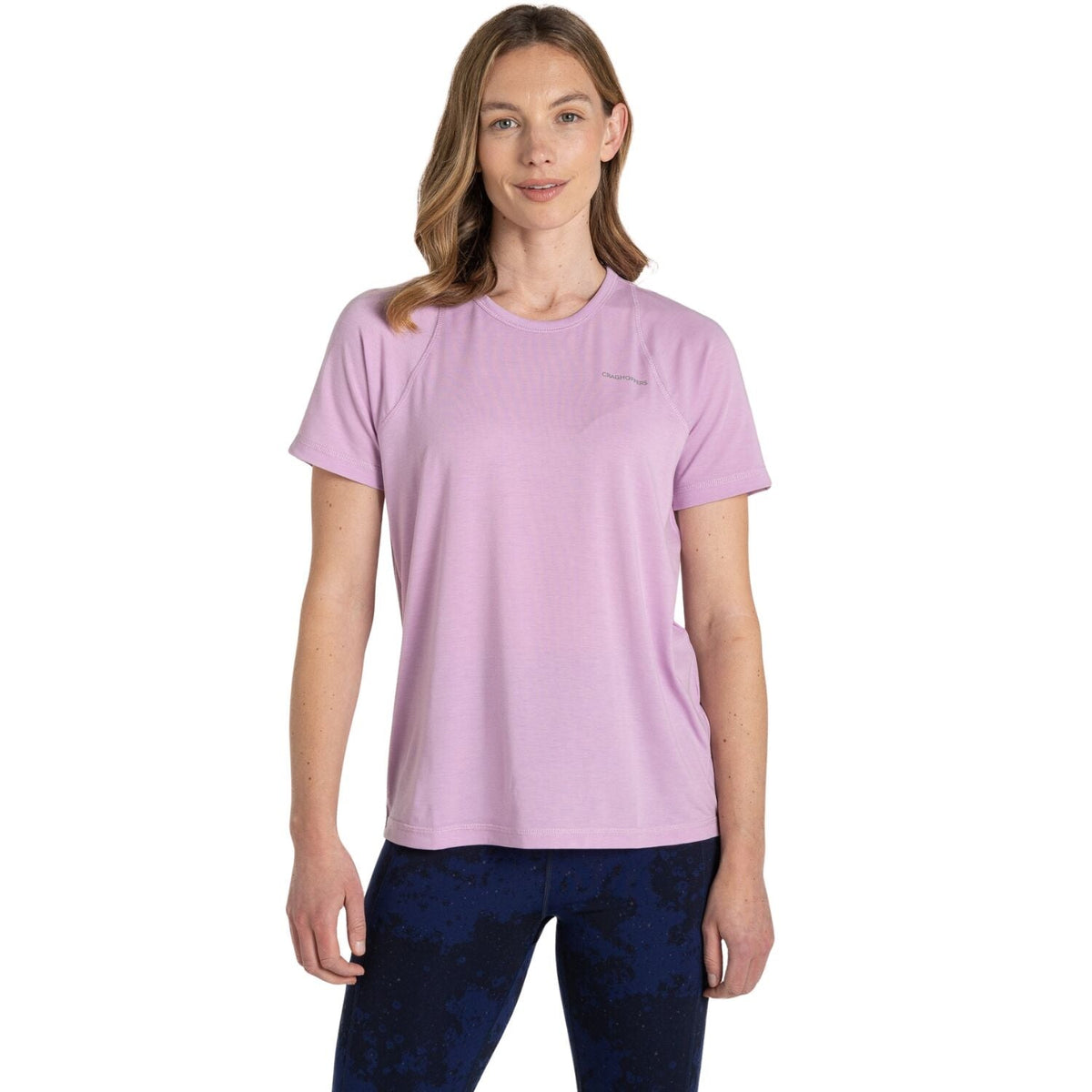 Craghoppers Dynamic Pro Womens Lightweight Moisture Wicking Short Sleeve Stretch T-Shirt in Orchid