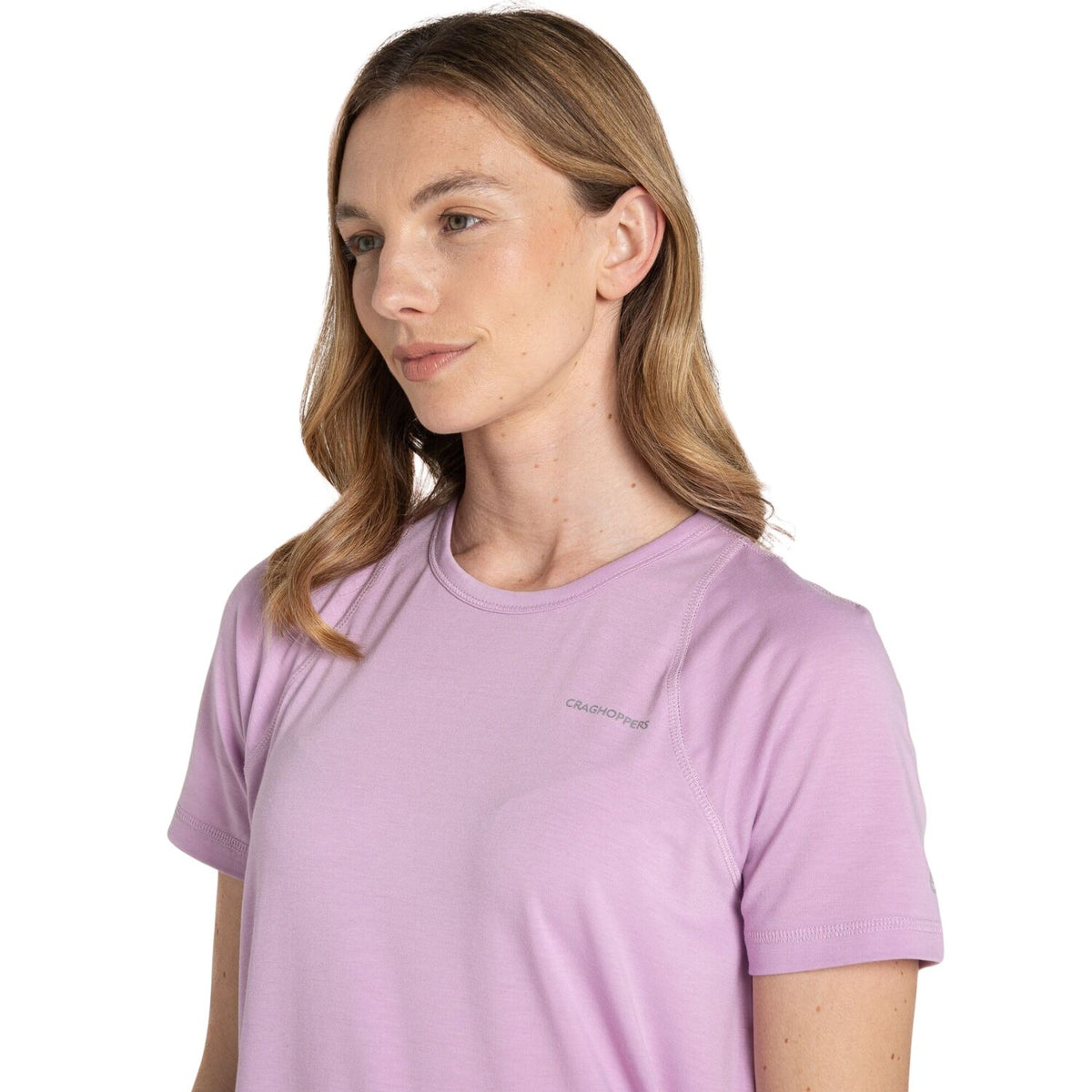 Craghoppers Dynamic Pro Womens Lightweight Moisture Wicking Short Sleeve Stretch T-Shirt in Orchid