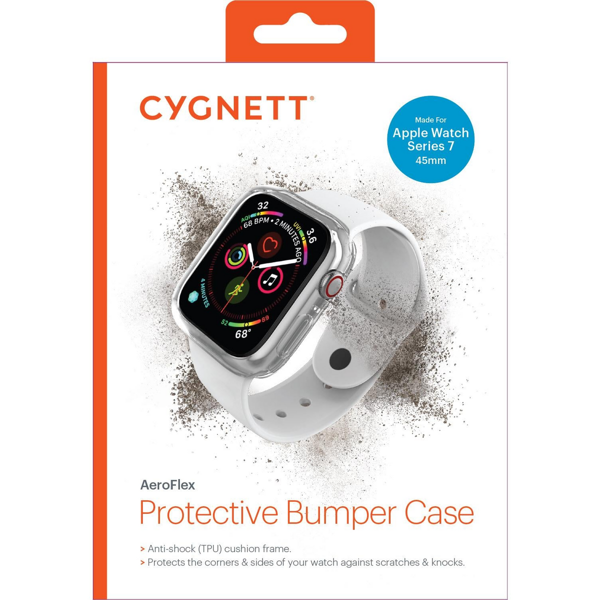 Cygnett AeroFlex Frame Protective Bumper Case for Apple Watch Series 7/8/9 45mm in Clear