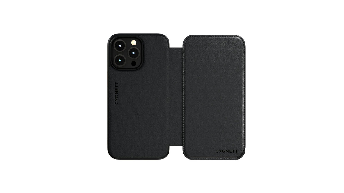 Cygnett MagSafe Leather Wallet Case for iPhone 15 Pro Max Cover in Black