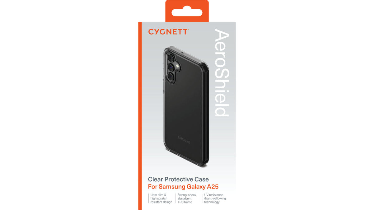 Cygnett AeroShield Case Samsung Galaxy A25 Slim Anti-Yellow TPU Shock Absorbent Cover in Clear