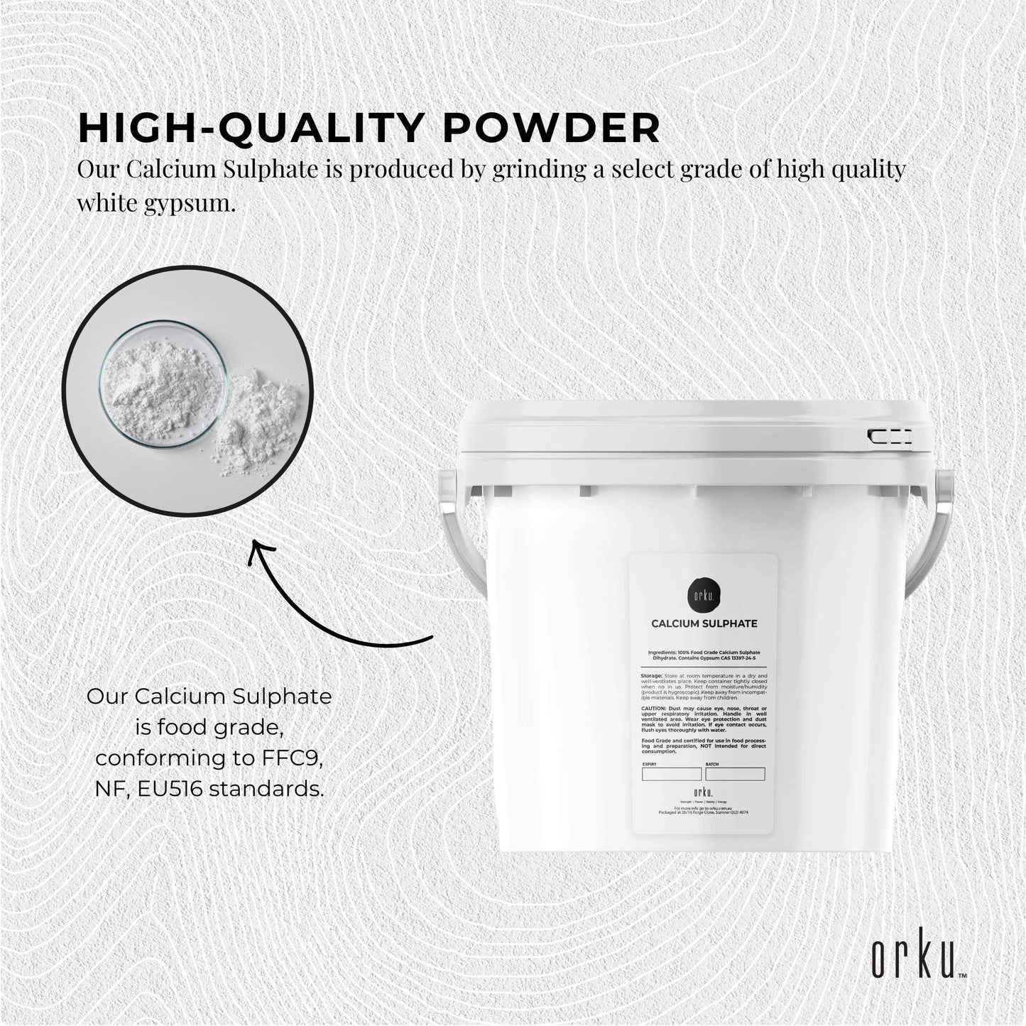 Calcium Sulphate Gypsum Powder Bucket -  Food Grade Hydrous Sulfate-4