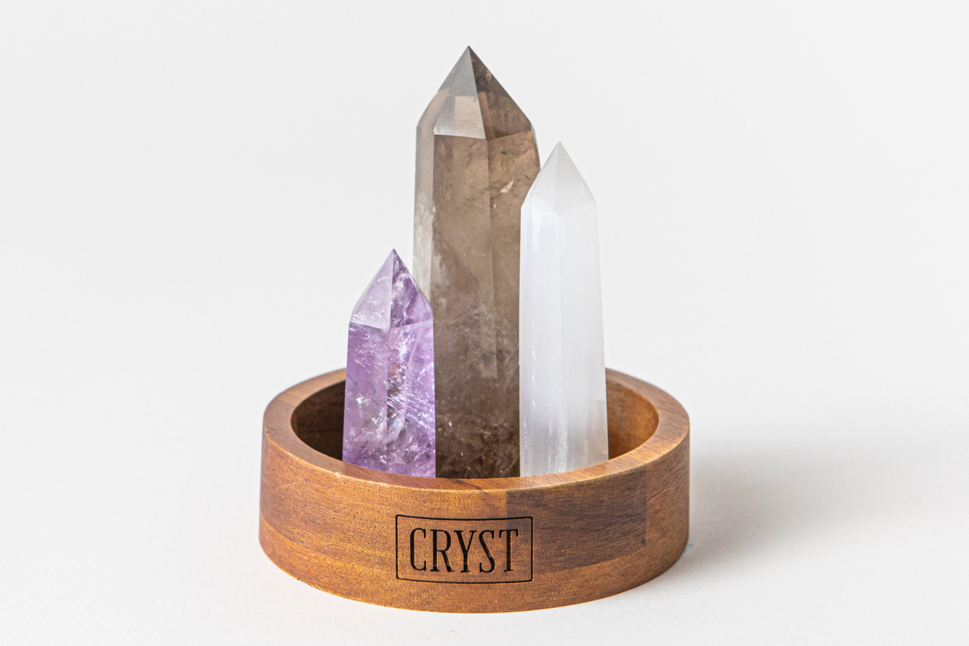 Calm Mind Crystal Trio - Selenite, Smoky Quartz + Amethyst-4