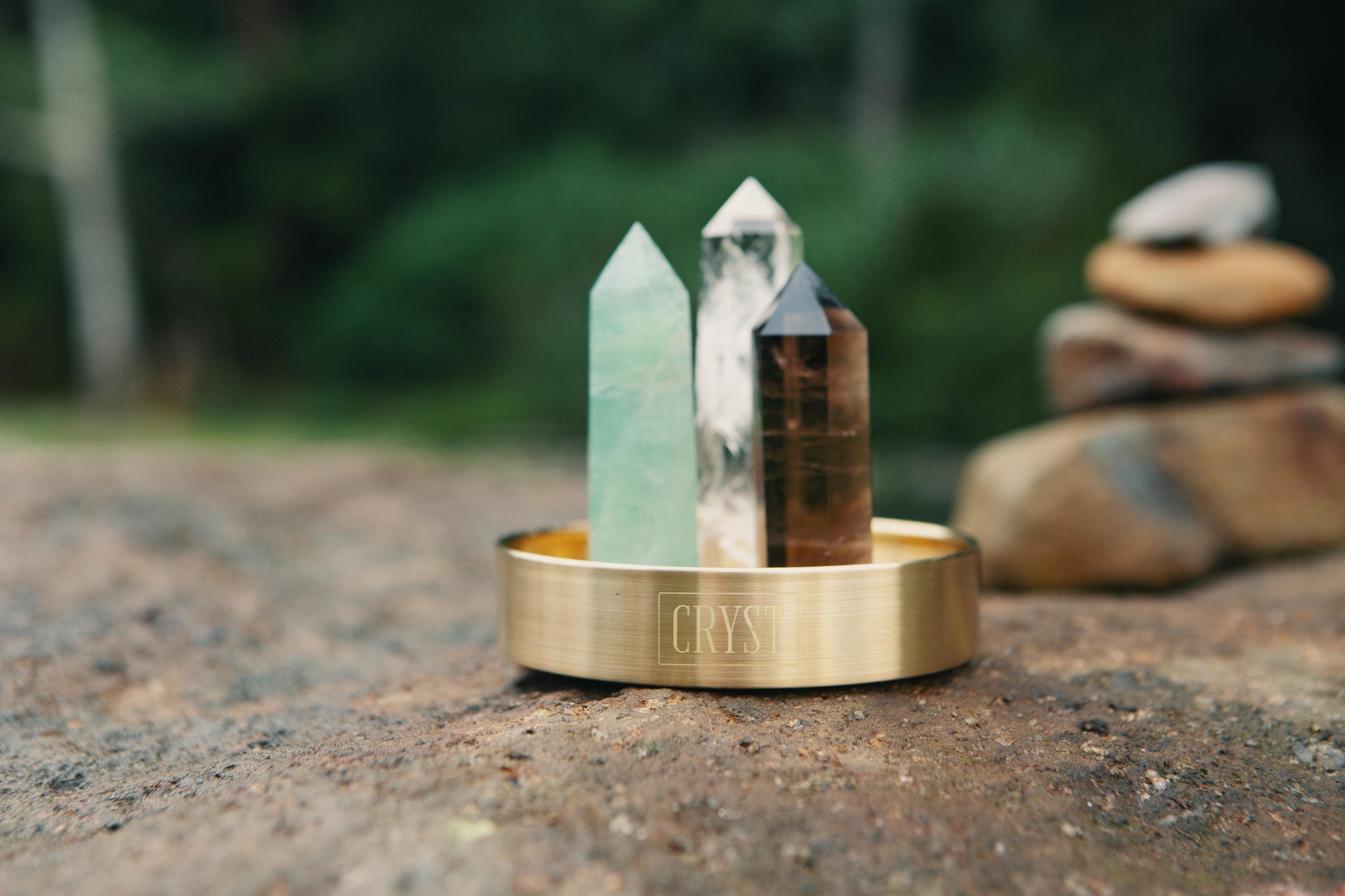 Capricorn Crystal Trio - Smoky Quartz, Green Fluorite + Clear Quartz-1