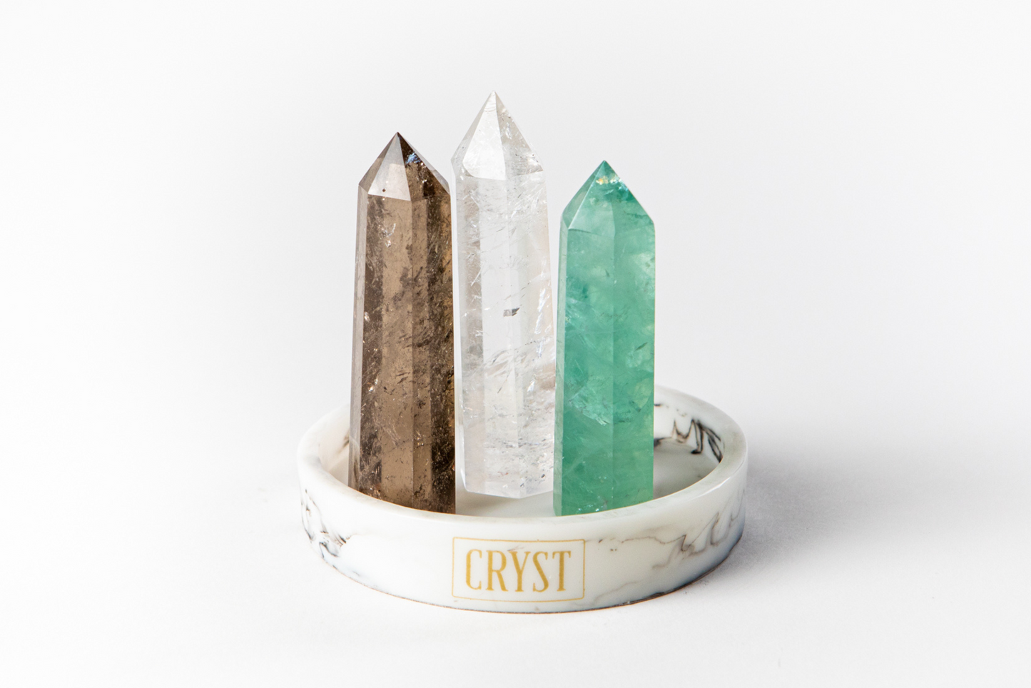 Capricorn Crystal Trio - Smoky Quartz, Green Fluorite + Clear Quartz-2