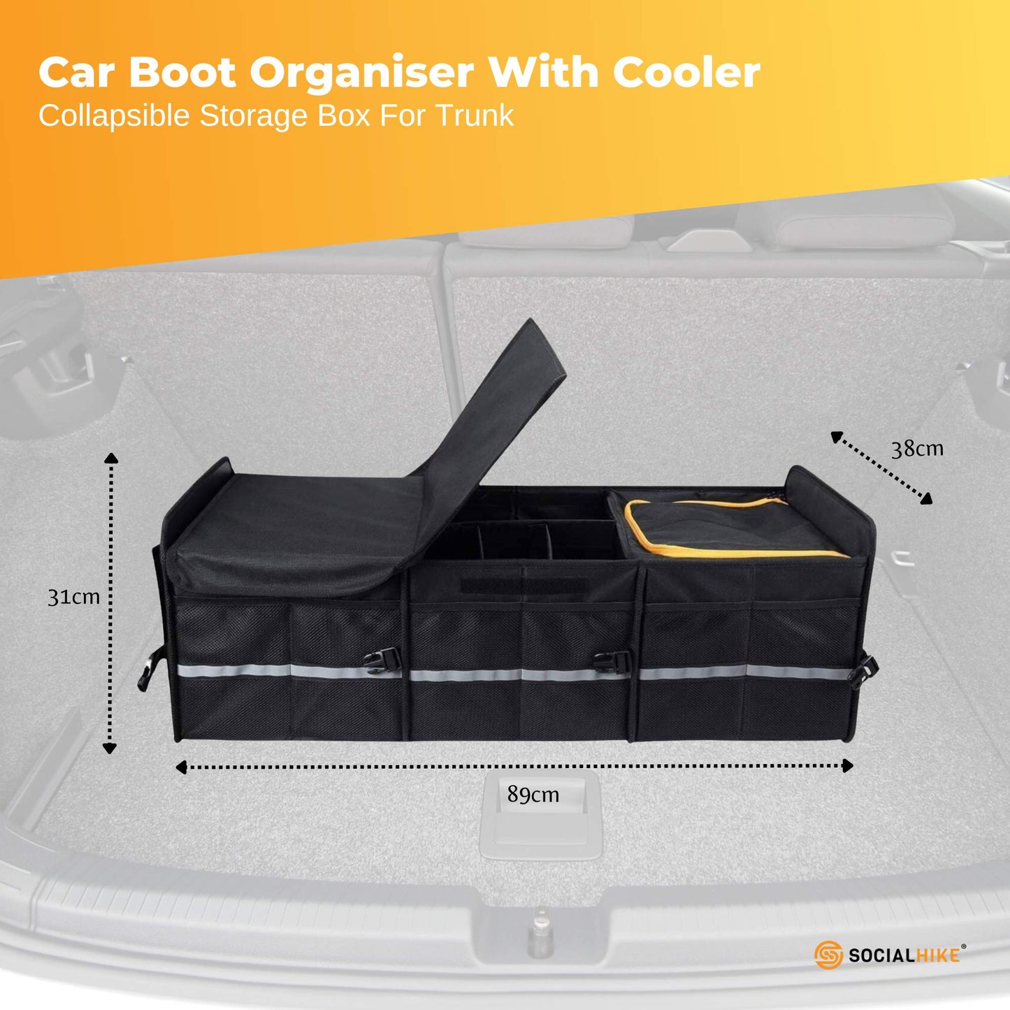 Car Boot Organiser With Cooler - Collapsible Storage Box For Trunk-1