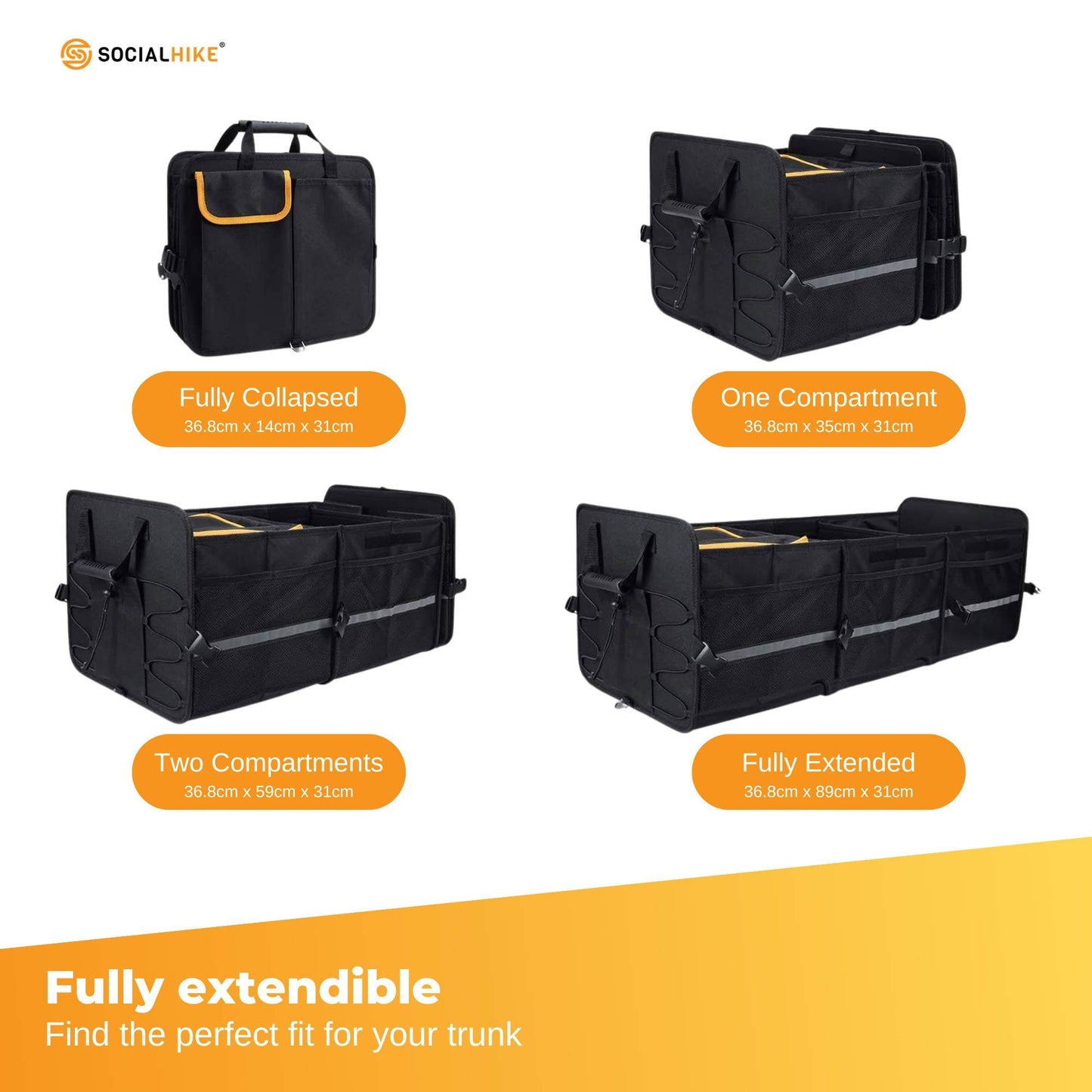 Car Boot Organiser With Cooler - Collapsible Storage Box For Trunk-3
