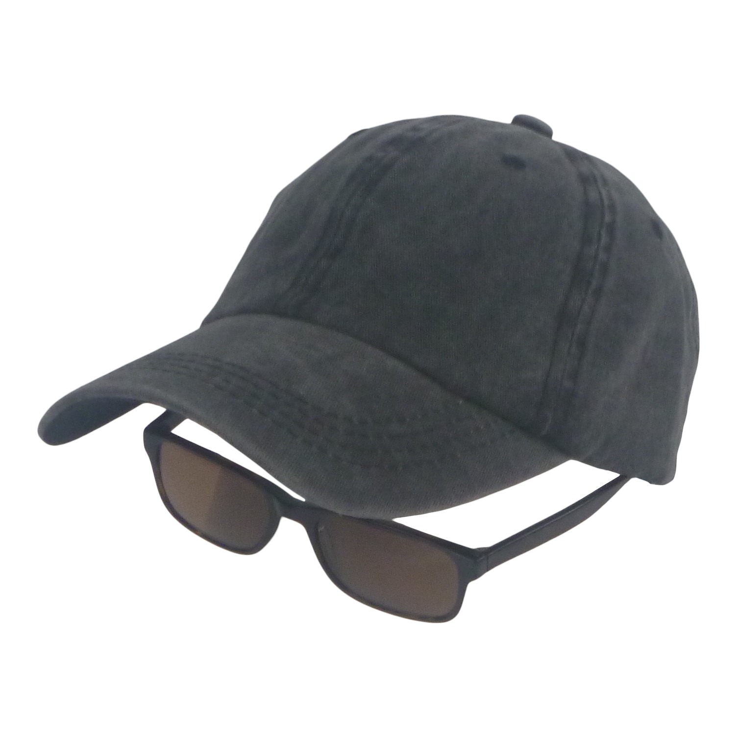 BSTC 6-Panel Baseball Cap, Distressed Cotton, Charcoal-1