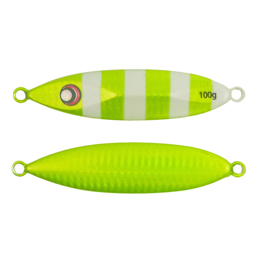 Finesse Slow Pitch Flutter Jig, 100gm, Chartruese, 2 pack-0