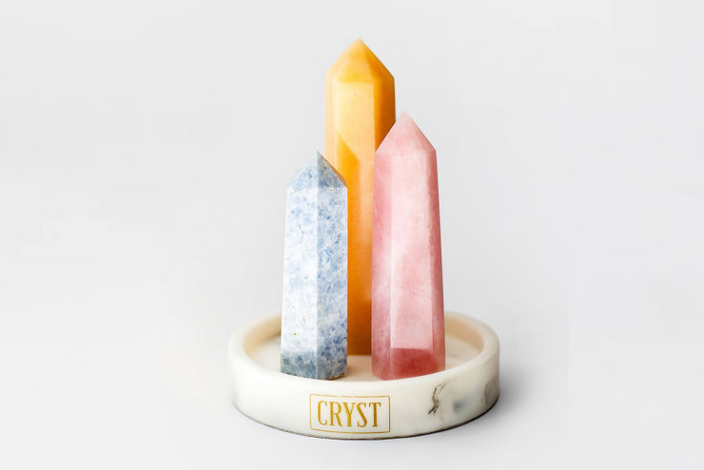 Children's Crystal Trio - Orange Calcite, Rose Quartz + Blue Calcite-0
