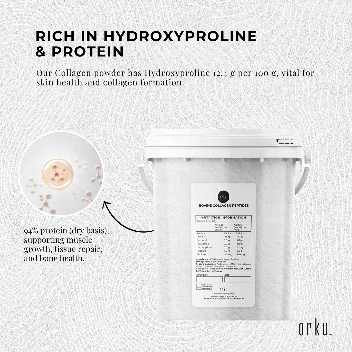 Collagen Powder Tub - Bovine Hydrolysate Protein Peptide Supplement Unflavoured-4