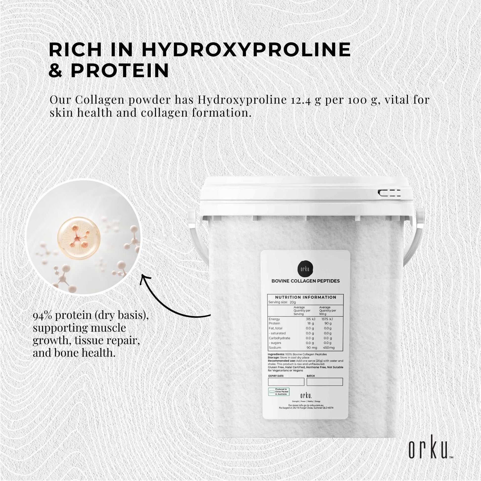 Collagen Powder Tub - Bovine Hydrolysate Protein Peptide Supplement Unflavoured-4