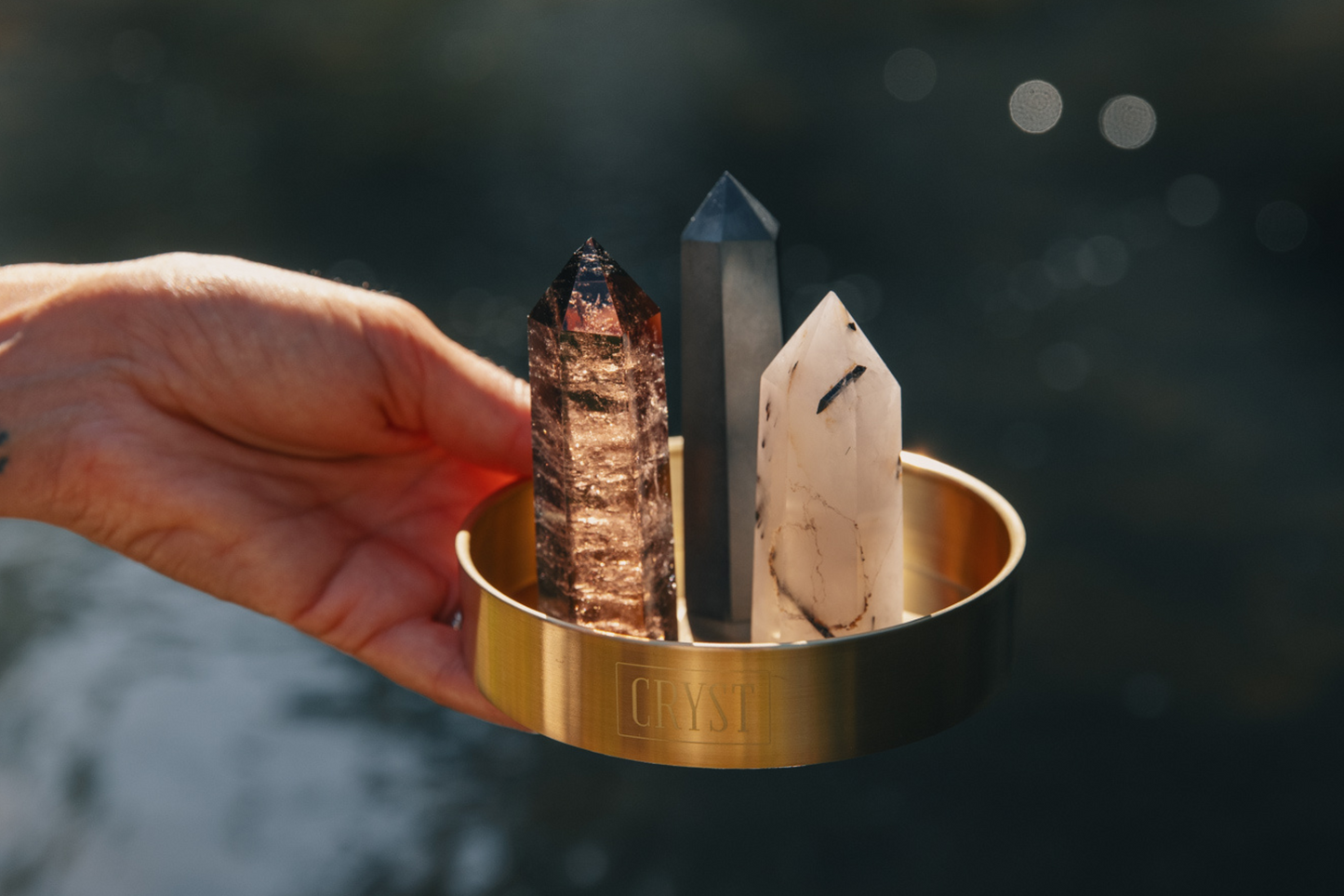 Concentration + Grounding Crystal Trio - Smoky Quartz, Tourmaline Quartz + Hematite-1