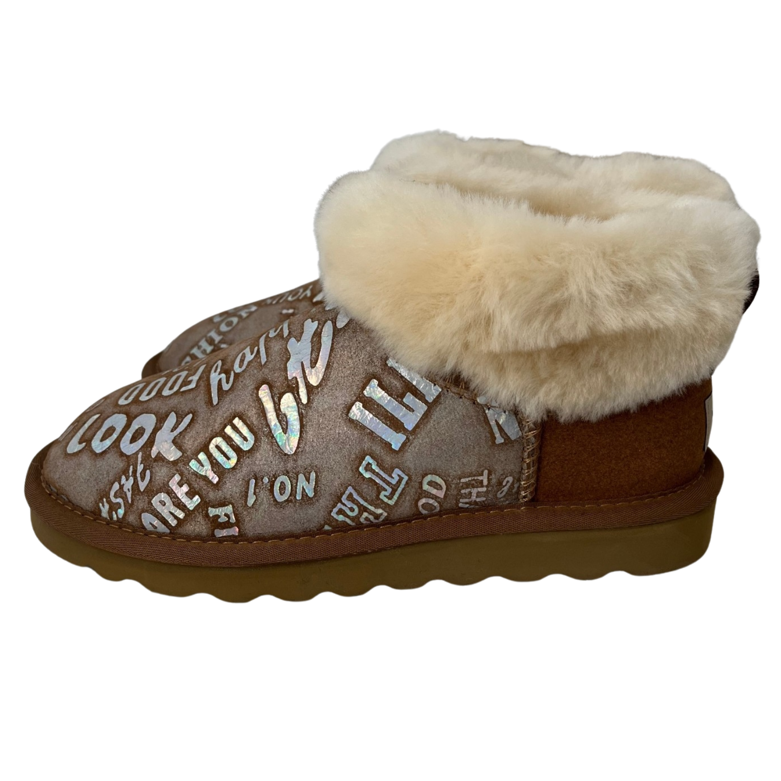 Womens Australian Sheepskin Wool Fur Mini UGG Ankle Boots in Metallic Chestnut-0